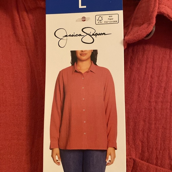 Jessica Simpson NWT Women’s Gauze Button Down Shirt, Size Large - Picture 3 of 4